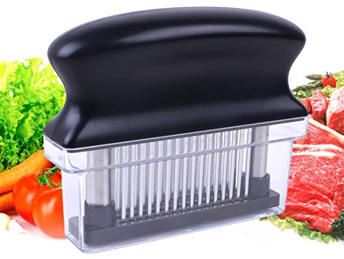 Ago per Inteneritore di Carne, Inteneritore di Carne a 48 Lame Affilate, Inteneritore di Carne per Utensili da Cucina Professionale di Grado Commerciale per Pollo Bistecca di Manzo(Nero)