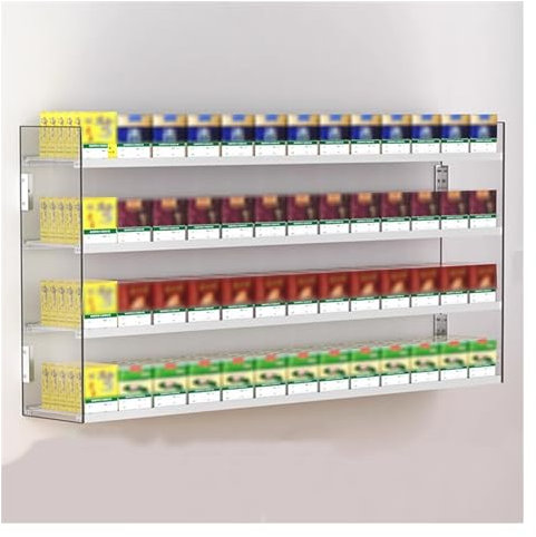 YJEUZCD Zigarettenständer, Acryl Speichern Automatisch Zigarettenetuihalter, An Der Wand Montiert Süßigkeiten Pusher-Tablett Für Gemischtwarenladen Snacks (Farbe : klar, Größe : 44x27x80cm)