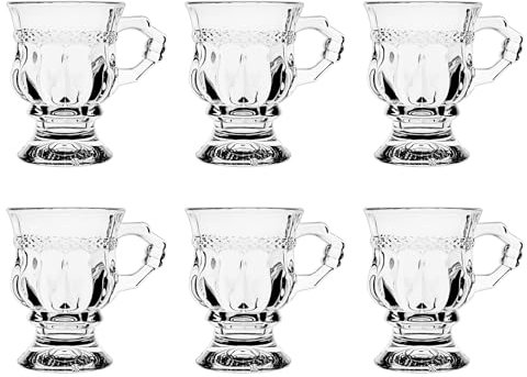 binsakao Lot de 6 verres à thé turc avec poignée - 150 ml - Tasses à café expresso en verre pour boissons chaudes et froides