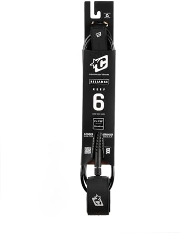Creatures of Leisure Reliance Reef 6 Large Wave Leash Black Silver 6'0