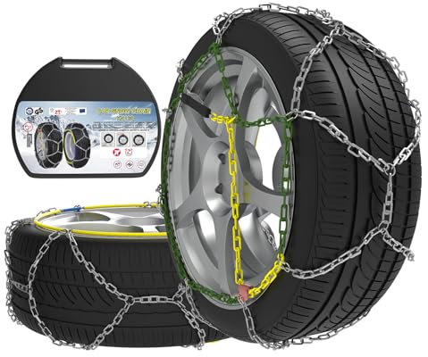 2 Pezzi x 12 mm Catene da Neve in Lega di Acciaio, Catene da Neve Durevoli per Auto con Tenditore (KN 120)