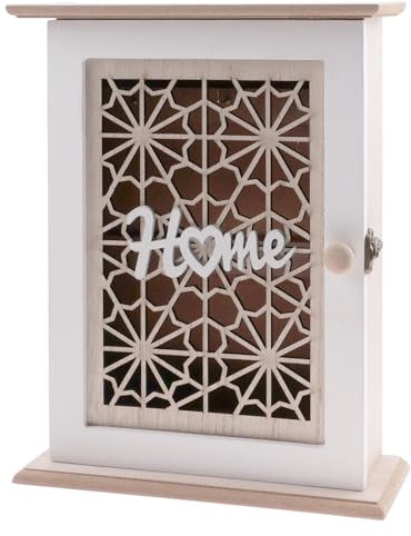 SenaiMy Cassetta Portachiavi in Legno da Muro Con 6 Ganci, Armadietto a Parete per Chiavi