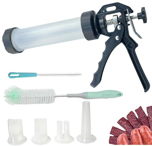 Professionelle Beef Jerky Gun Kits, Wurstfüller, Jerky Gun für Hackfleisch, Jerky Maker aus lebensmittelechtem Kunststoff, Jerky Shooter, Jerky Kanone mit 4 Düsen und 2 Bürsten