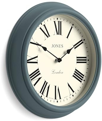 Jones Clocks® Venetian wall clock | Classic round clock | 30cm | Boat blue | Roman numerals | Traditional design ideal for kitchen, living room or bedroom