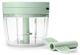 Brabantia Tasty+ Manual Food Chopper | Hand-Powered Mini Chopper with Stainless Steel Blades | Chop & Whisk | Compact Kitchen Tool | Jade Green
