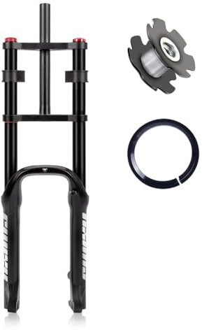 RUJIXU 20 inch Fat Tire Forks BMX Air Suspension Fork 20x4.0 eBike Front Fork Mountain Bike Forks taper1-1/2 Straight 1-1/8 Disc Brake Travel 120mm with Damping Adjustment QR 135 * 9MM 5.8lb(Black)