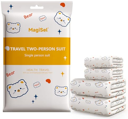 MagiSel Lenzuola Usa e Getta, Lenzuola Monouso da Viaggio Set, 4PCS Set Hotel Non Tessuto, Biancheria da Letto, Antibatterico per Viaggi, Hotel, Ospedale, Morbido e Confortevole (220×230 cm)