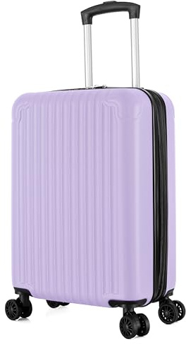 R.Leone Valigia 55x35x25 cm Trolley Bagaglio a Mano 2 Ruota in ABS Air Asia Air France ita airways KLM 318 (Lilla, Valigia 55x35x25 cm)