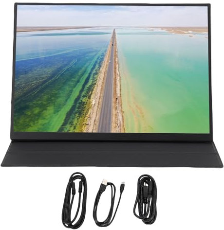 Portable Monitor, 12.3in 1080p 120Hz Full SRGB Laptop Monitor, HDMI, USB C, 3,5 Mm Hörlursuttag, Bärbar Skärm Inbyggd Omslag och Högtalare