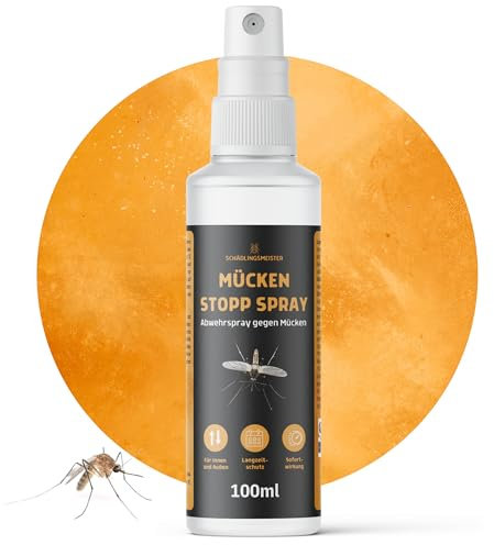 Mücken Stopp Spray – 100 ml – Mückenspray für Wohnung & Oberflächen - Hoch konzentriert – LANGZEITWIRKUNG – Für Innen & Außen – Anti Mückenspray – Mückenabwehr – Mücken bekämpfen – Mückenschutz Spray