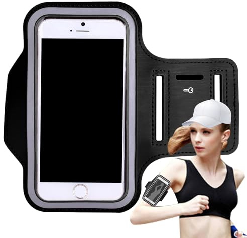Telefonarmbandshållare för löpning – mobiltelefon sportarmband | lätt stötsäker förvaringsväska med nyckelspår | armband sporttillbehör för vandring cykling träning jogging