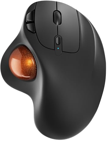 Nulea M501 Wireless Trackball Mouse, Rechargeable Ergonomic, Easy Thumb Control, Precise & Smooth Tracking, 3 Device Connection (Bluetooth or USB Receiver), Compatible for PC, Laptop, Mac (H-DOrange)