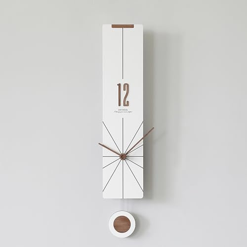 ZYZSY Moderno Decoración Reloj De Pared con El Péndulo, Reloj Pared Silencioso Sin Tic-TAC, Decoración Batería para Escuela, Sala Estar, Cocina, Oficina(White2)