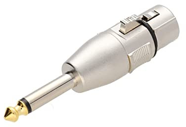 kenable XLR Female Socket Holes to 6.35mm Mono Gold Tip Jack Plug Adapter