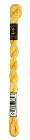 Anchor Perlgarn Stärke 5 4585000-00305 goldgelb Stickgarn, 100 % Baumwolle, 5g Strängchen