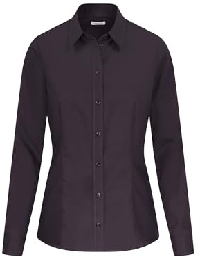Silke sticker Women's skjortblus långärmad modern passform uni strykfri blus