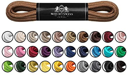 Mount Swiss Luxury Schuhbänder I Wasserabweisende und reißfeste Schnürsenkel rund ø 2-3 mm aus feiner Baumwolle/gewachst Farbe: Ginger, Länge: 110 cm