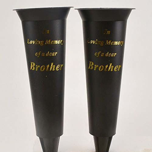 Angraves Set of 2 In Loving Memory Brother Spiked Memorial Grave Flower Vases Container Holder