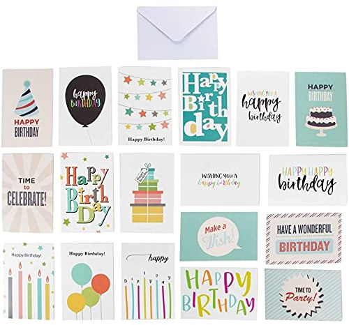 Best Paper Greetings Birthday Cards Bulk - 144 Pack, 4 x 6 In - Blank Birthday Cards & Envelopes, 18 Assorted Designs Blank Inside - Office & Personal Use