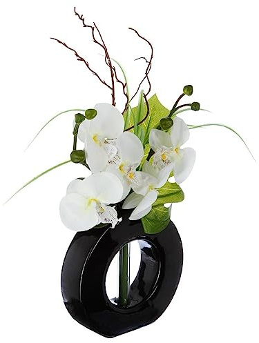 Atmosphera - Composition d'orchidées artificielles - Vase en céramique - H44 cm - Modèle 2