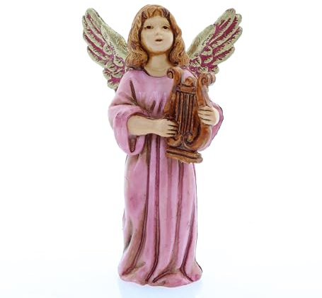 Moranduzzo Ange avec Lyre pour Crèche de 11 cm – Standard 11 – Échelle 1:20 – Figurine Indestructible, Peinte à la Main, Produit Officiel, Sculpteur M. Landi