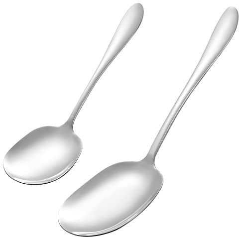 2 Stück Edelstahl-Mahllöffel Große Buffet-Suppenlöffel Neuartige Servierlöffel Abendessen Großer Servierlöffel Besteck Servierutensilien Schaufeln