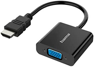 Hama HDMI auf VGA Adapter Full HD 1080p (HDMI Stecker, VGA Buchse und Klinken Buchse, Adapter zum Anschluss von PC, Laptop, Computer mit HDMI an Monitor, TV oder Beamer mit VGA-Anschluss, Konverter)