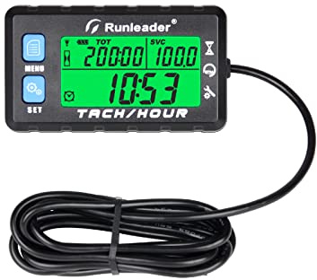 NInE-ROnG Digital varvräknare/Hour Meter/Retrolight-varvräknare Utbytbart batteri RPM Varning Vattentät Underhållspåminnelse för Generator Gräsklippare Motorcykel