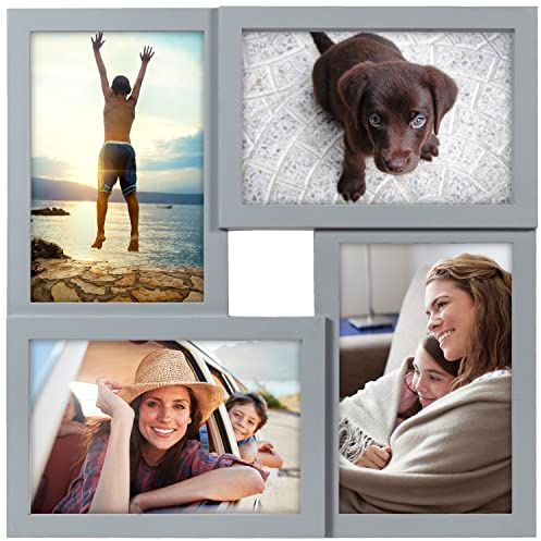 Malden 4x6 4-Opening Matted Collage Picture Frame, Displays Four (Displays Four 4x6 Pictures, Gray), Grey