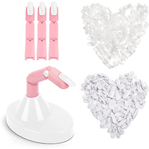 Deciniee Übungshand, 3 Verstellbare Übungsfinger und 200 Austauschbare Nagelspitzen, Übungshand für Acrylnägel, Professionelles Übungshand für Nageldesign Verstellbares Nagelmodell, Weiß