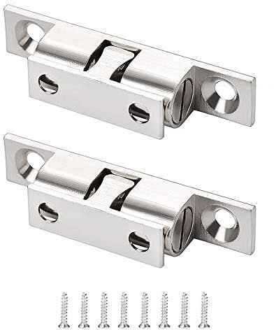 2 Pcs Adjustable Copper Double Ball Roller Tension Catches with Screws Brass Cabinet Cupboard Door Catch Ball Catch Furniture Latch for Cabinet Cupboards Wardrobes