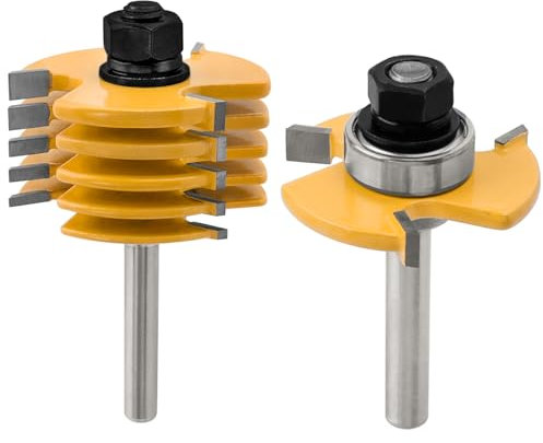 Bestgle nut und federfräser set 6 stück t-track slotting fräser router bit set verstellbare stapelbare scheibennutfräser nutfräser holzbearbeitungs oberfräser scheibennutfräser 8mm schaft