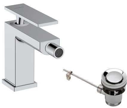 hansgrohe Tecturis E - Mitigeur bidet avec tirette et vidage, Robinet bidet, Robinet de salle de bain avec hauteur sous bec 100 mm, Chromé, 73200000
