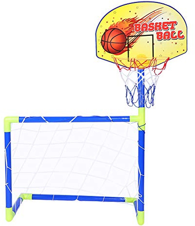Srliya 2 en 1, Juego de Baloncesto de Fútbol Portátil para Niños, Portería de Fútbol, ​​Tablero Trasero, Juguete Deportivo para Niños