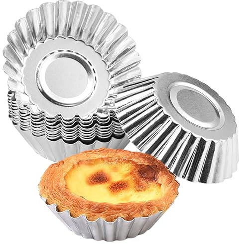 FORYNXHWIN 30 Pcs Egg Tart Molds, Aluminum Cake Muffin Moulds 7cm, Non-Stick Cup Cake Moulds, Heat-Resistant Pudding Moulds, Resuable Baking Cookie Moulds, Kitchen Baking Tools