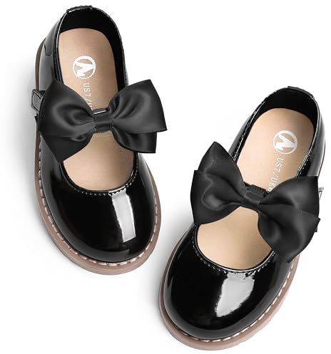 FUPPIA Toddler Girl Dress Shoes-Little Girl Mary Jane Shoes School Uniform Shoes Wedding Party Casual Soft Walking Black Size 9
