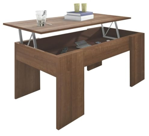 SHIITO | Modelo VINCCI- Mesa de Centro Elevable | Moderna y Funcional | Acabado en Nogal - 45,3x90x50 cm