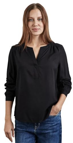 Street One Damen A345112 Tunika Bluse In Unifarbe, Schwarz, 38 EU