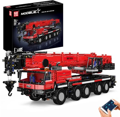 Mould King 17074 Mobile Crane Truck Building Sets, MOC Heavy-Duty Crane, 3218+ pieces Construction Vehicle, Large Truck Toys Building Set for Kids, Red