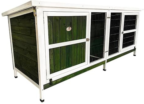 Eggshell HUGE THUMPER GREEN rabbit hutch XXL Largest in range Highly Predator Resistant Wire rabbit hutch single tier 6ft internal