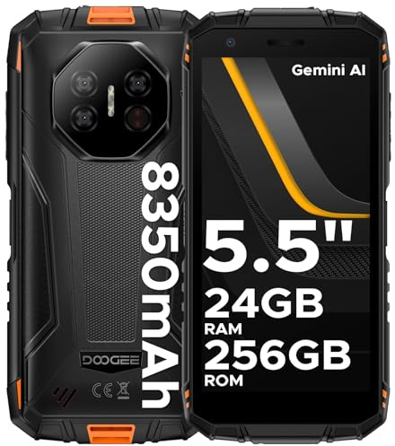 DOOGEE Fire 3 Ultra Rugged Smartphone, 8350mAh, Android 15 Rugged Phone With Gemini AI, 5.5 HD+, Octa Core, 24GB+256GB Mobile Phone, 20MP Night Vision Camera, Fingerprint Unlocked, NFC, IP68/IP69K