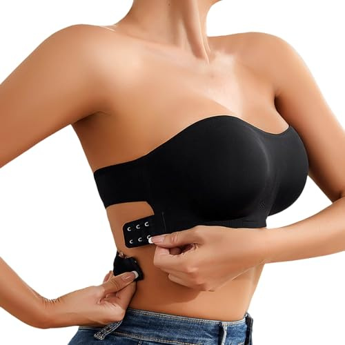 Générique Soutien Gorge Bandeau Femme sans Bretelles, Anti-Dérapant Silicone, Brassière Tube Élastique sans Rembourrage, Boucle Avant Réglable Soutien Gorge sans Bretelles, Soutien-Gorge Dos Nu