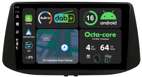 9 [4G+64G-DAB] Android 16 bilradio för Hyundai i30 (2017-2022) Inbyggt DAB+/trådlös Carplay&Android Auto/DSP | 8-Core | IPS pekskärm | Bluetooth 5.0 | GPS | WiFi | FM | Mirror Link