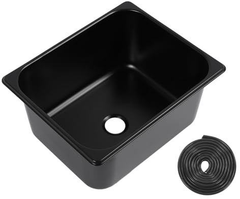 SIXRUN 304 Barfat i Rostfritt Stål, Svart Finish, 11L Kapacitet, 320 X 260 X 150 Mm, Utomhuskök RV -handfat med Snabb Dränering, för Matbil Campervan Båt