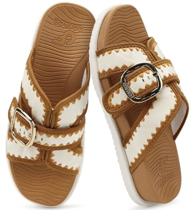 COFACE Womens Slide Sandals with Arch Support 2026 Ladies Woman Orthopedic Slides Comfortable Slip On Fashion Sandal