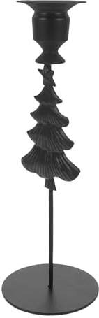 NUOBESTY Porte-Bougie Sapin de Noël en Métal Noir – Support Bougies Piliers Décoratif Centre de Table Festif pour Cheminée et Dîner de Noël Décoration Rustique D’Intérieur Hauteur pour