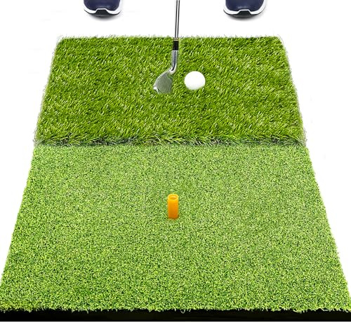 SAPLIZE 23 x 16 Foldable Golf Hitting Mat, 2-in-1 Golf Turf Grass Mat, Rough and Fairway for Hitting, Chipping and Putting Golf Practice and Training Mat for Indoor/Outdoor