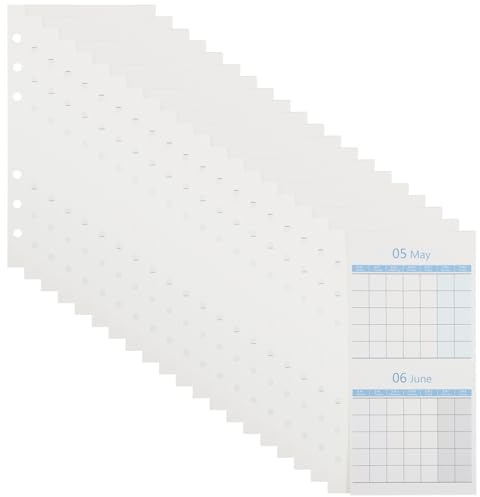 SHERCHPRY Planificador Mensual Autocumplible A6 Azul, Hojas de Papel para Agenda 20 Unidades, Recargas para Organizador Personal y Profesional, Insertos de Calendario y