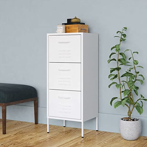 YuuSsea White Steel Storage Cabinet, 42.5x35x101.5 cm Metal Utility Industrial Cabinet with Full Extension Drawers, Heavy Duty Garage Tool Storage