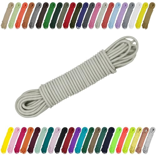 CARTONARE Gummisnöre 2mm 3mm Elastisk tråd för sy, hantverk & utomhus – Rundgummi, expandersnöre, gummiband (336) Ljusgrå, 3mm x 10m